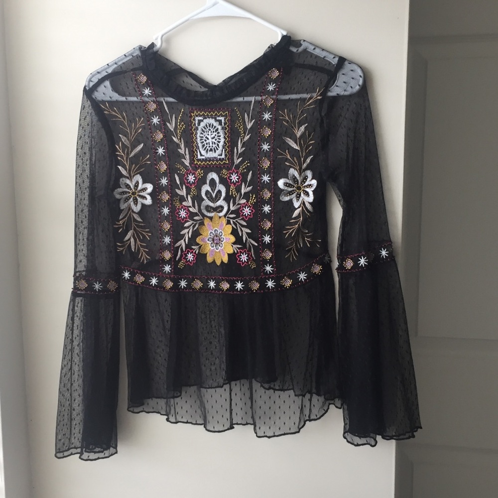 Sheer embroidered top